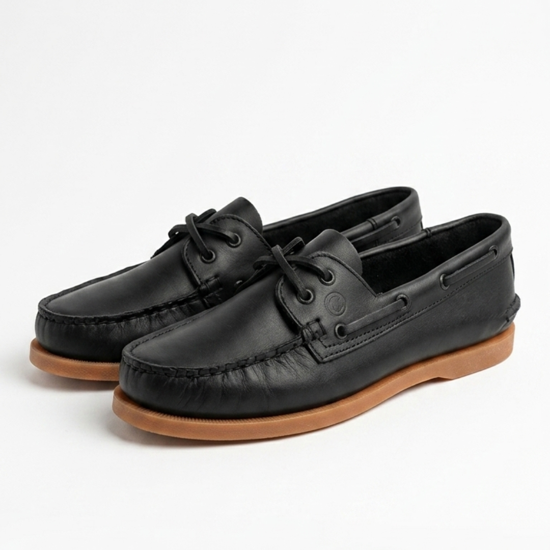 Zapato Náutico Newport de piel negra - Calzado Jácome