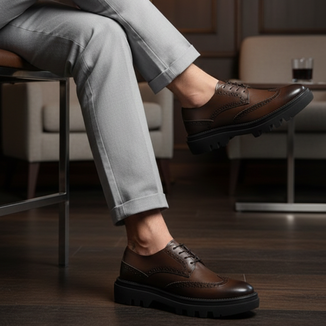 Zapato Balboa Brogue de piel café chocolate sombreada - Calzado Jácome (vista 3)