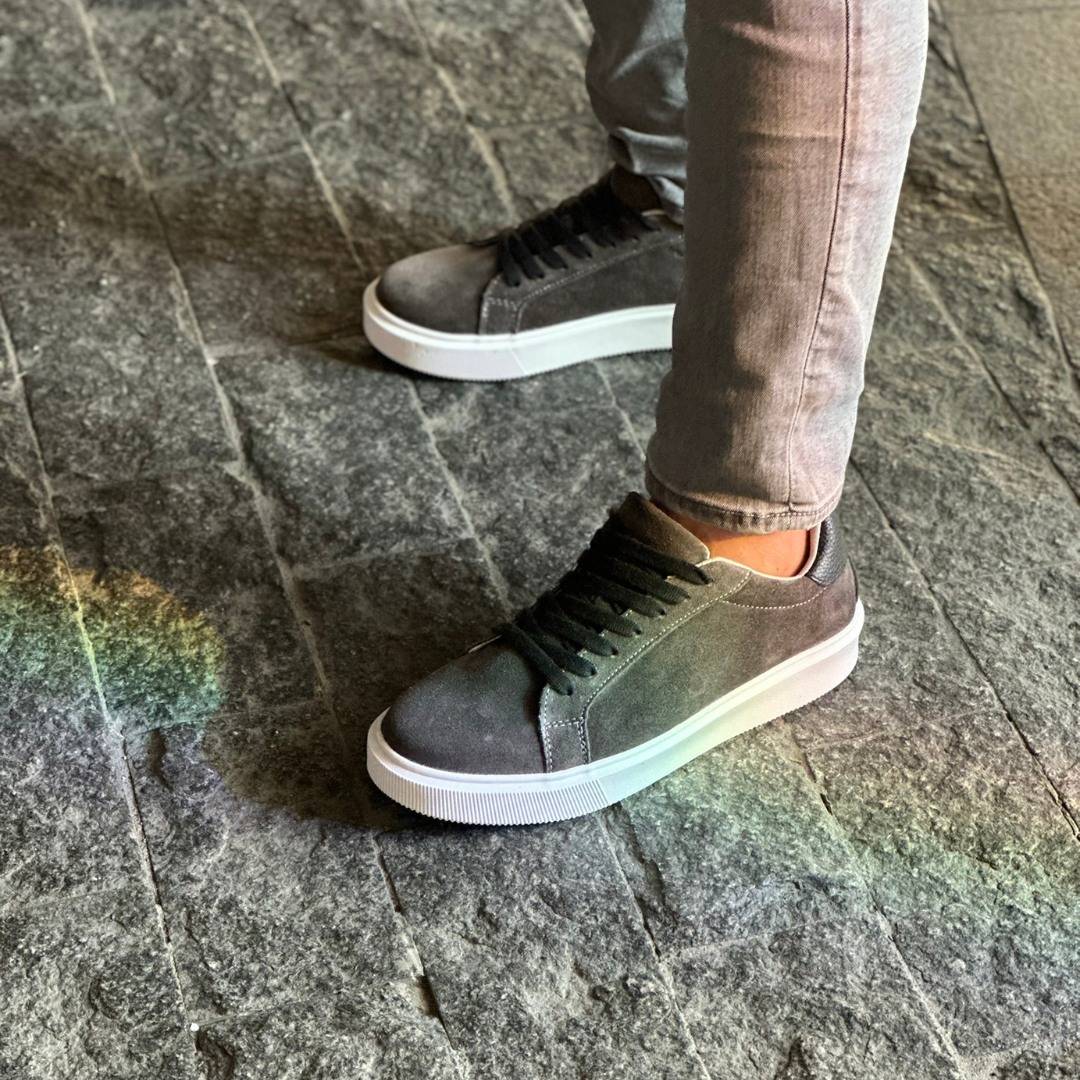 Tenis Denim Oxford de gamuza color gris - Calzado Jácome (vista 3)