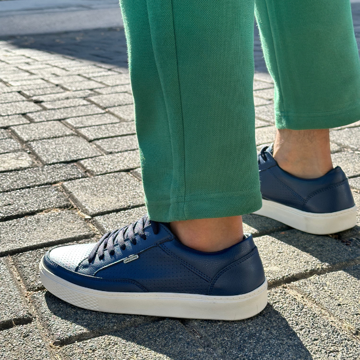 Tenis Bronx azul marino para caballero con suela beige - Calzado Jácome (vista 4)