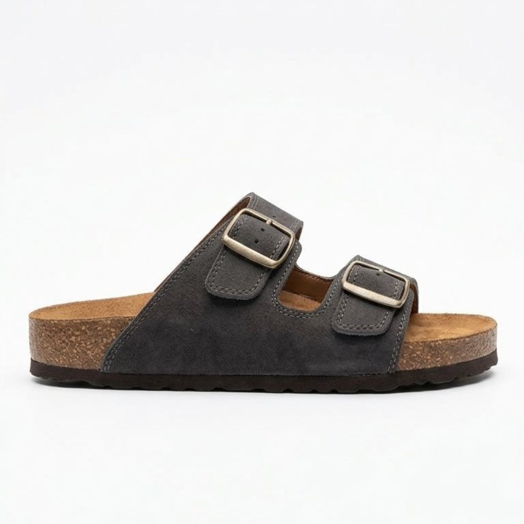 Sandalia |Piel gamuza cafe