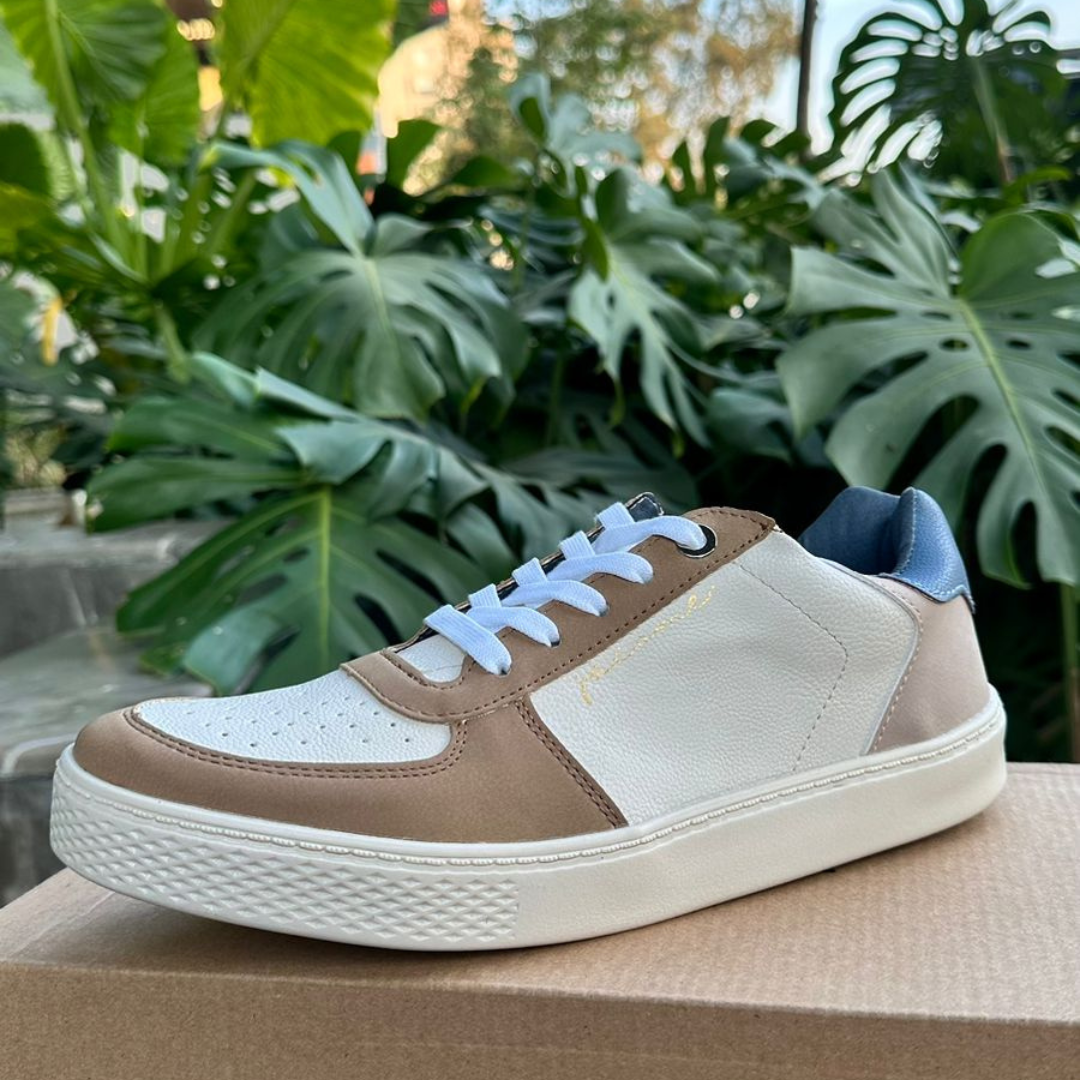Tenis Trece color cerámico con detalles beige y azul stone - Calzado Jácome (vista 2)