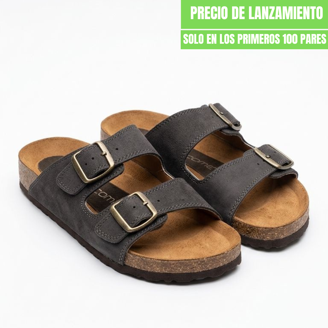 Sandalia |Piel gamuza cafe