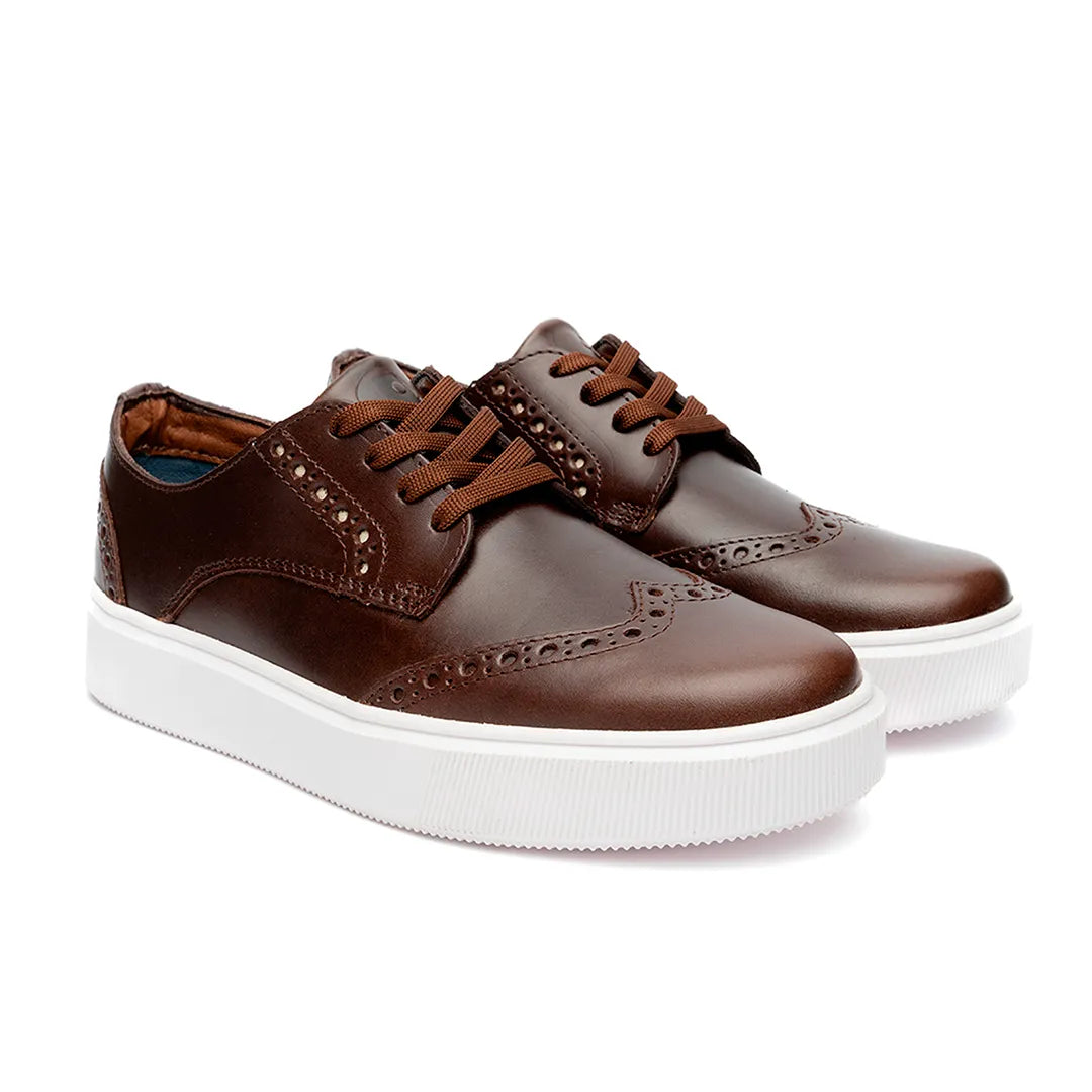 Tenis Cambridge de piel color café chocolate - Calzado Jácome (vista 2)