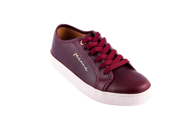 Tenis casuales Basic de piel color vino con suela antiderrapante beige - Calzado Jácome (vista 3)