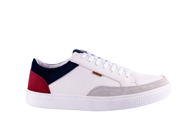 Tenis Bronx blancos con detalles en gamuza yeso, vino y marino - Calzado Jácome (vista 4)