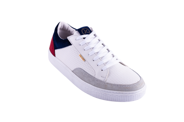 Tenis Bronx blancos con detalles en gamuza yeso, vino y marino - Calzado Jácome (vista 3)