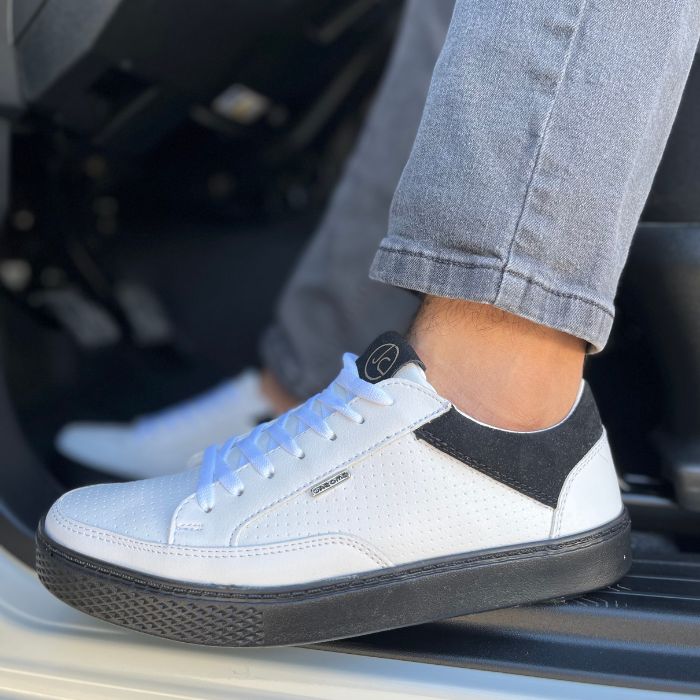 Tenis blancos con fashion negro hombre