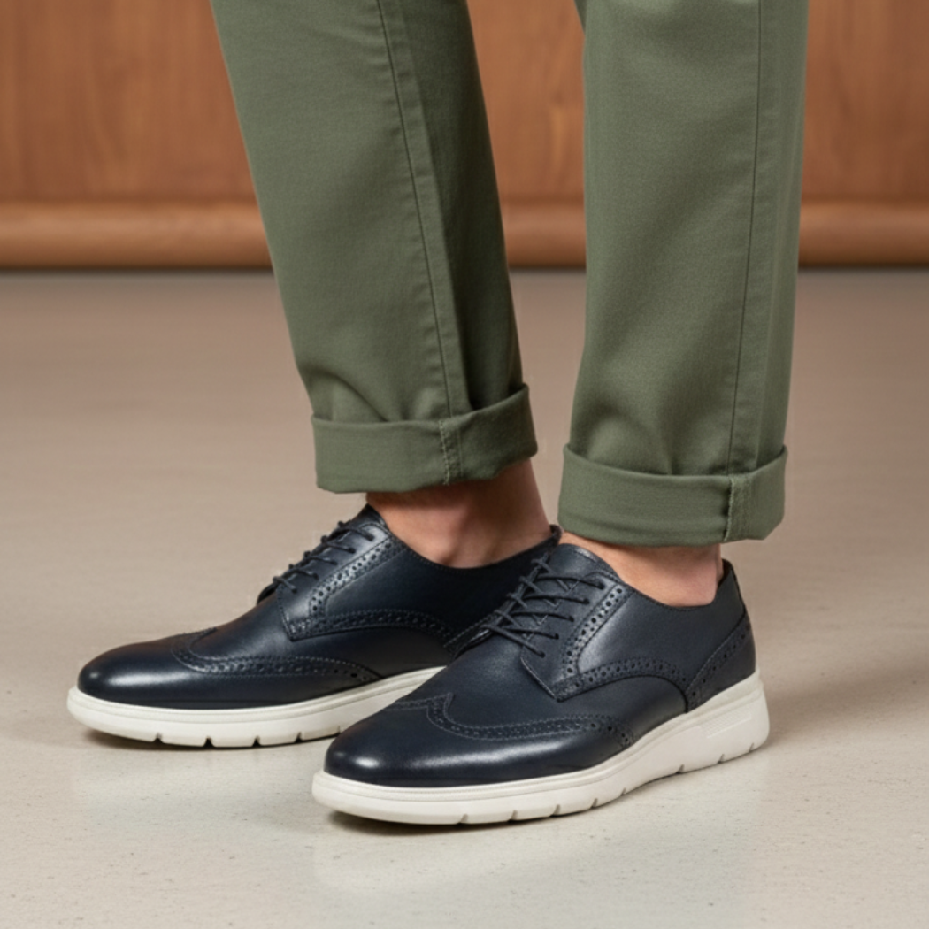 Zapato Gatsby brogue de piel atanada negra - Calzado Jácome
