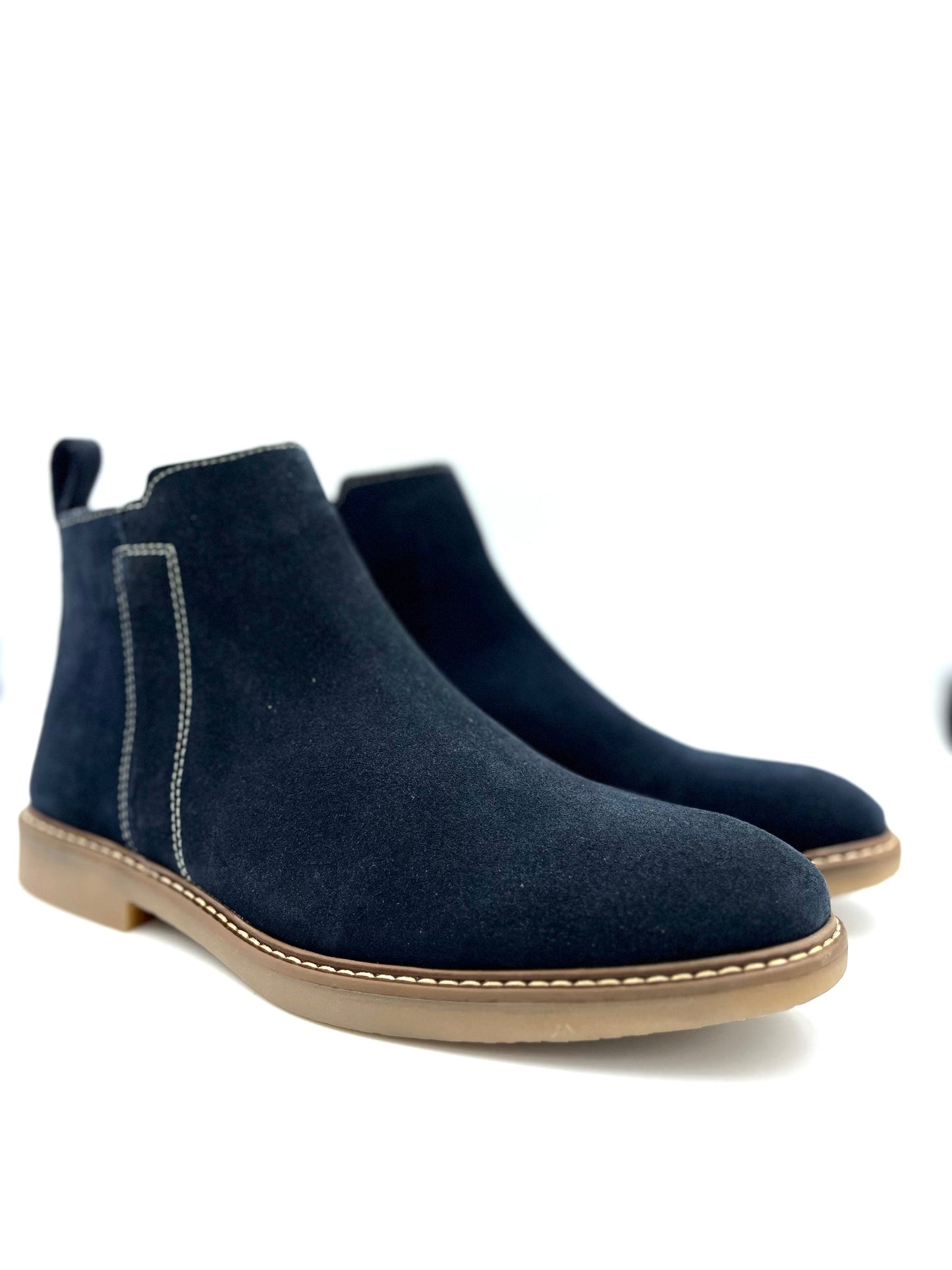 Botín Chelsea short de piel azul marino con suela ámbar antiderrapante - Calzado Jácome (vista 2)