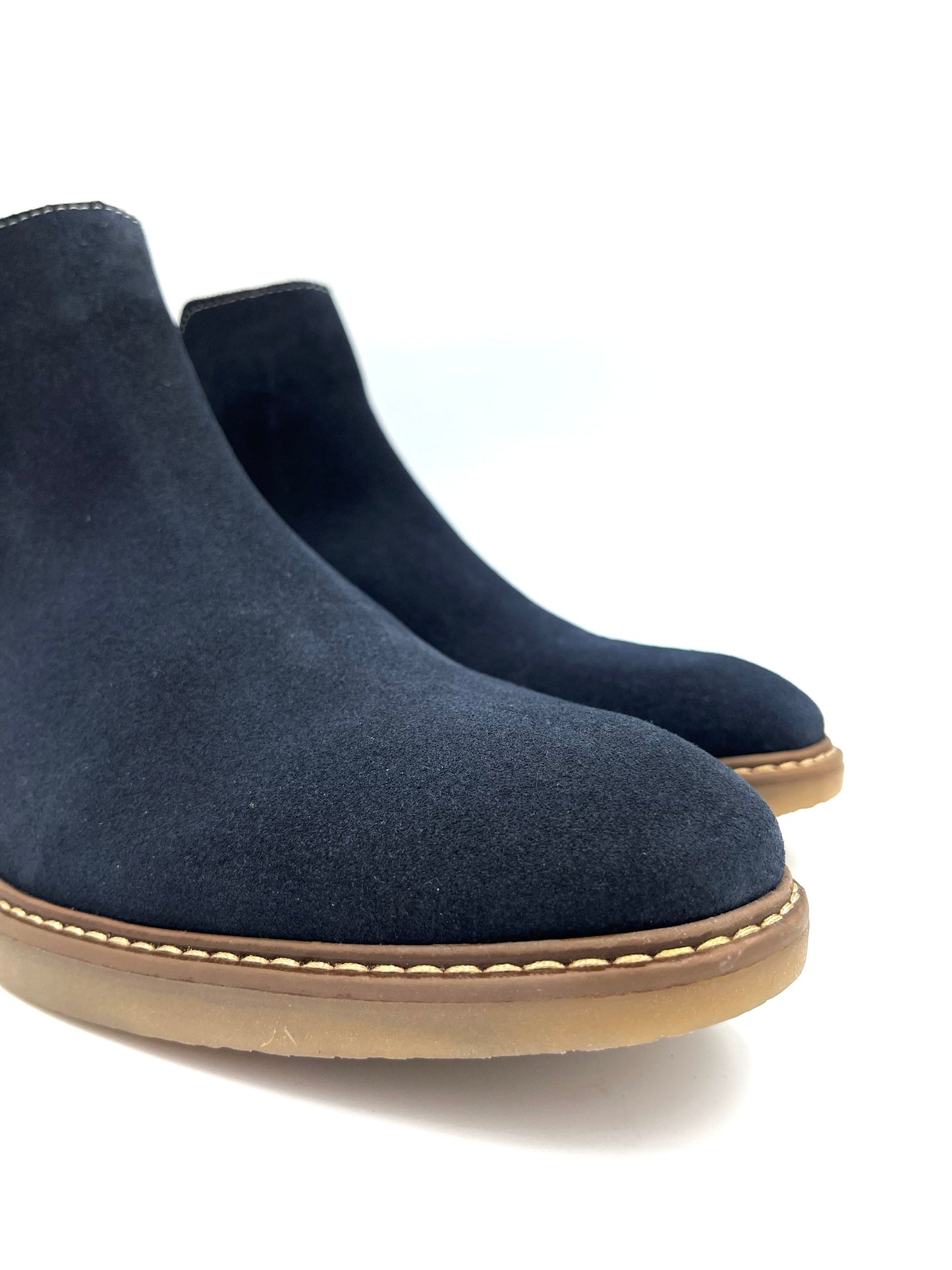 Botín Chelsea short de piel azul marino con suela ámbar antiderrapante - Calzado Jácome (vista 3)